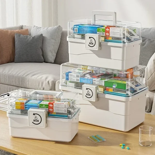 Large Capacity Medicine Storage Bins Home Medicine Box Multi Layer Classification Medicine Box Portable First Aid Medical Kit 1