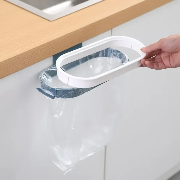 Garbage Bag Holder Kitchen Cabinet Door Basket Hanging Trash Can Waste Bin Garbage Rack Tool Storage Holder Kitchen Organizer 4
