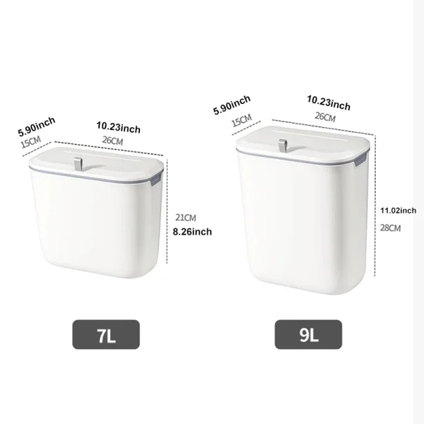 Bathroom Trash Can Wall Mounted Hanging Trash Bin With Lid Waterproof Narrow Seam Rubbish Bin Toilet Waste Garbage Bin 7/9L 5