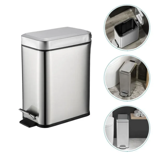 Pedal Trash Can 50 Litre Kitchen Bin Garbage Lid Home Office Bathroom Waste Basket Rubbish Container Step Stainless Steel Space 2