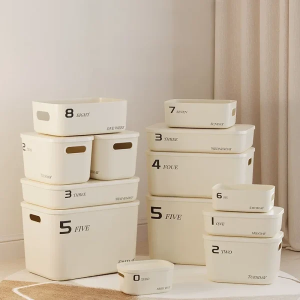 Stackable Storage Box with Lid Dustproof Cosmetics Clothing Grocery Storage Trunk Snack Storage Container Toy Storage Bin Basket 1