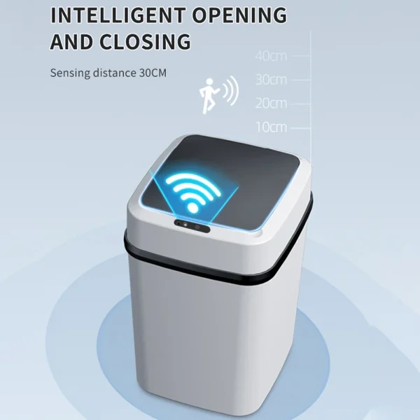 Smart Sensor Trash Can, Auto Open Lid, Touchless Bathroom/Kitchen Bin, 12L Large Capacity 1