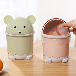 Desktop Dustbin Trash Can Rubbish Bin Flip Mini Cute Animal Flip Paper Basket with Lid Storage Bin Furniture Cleaning Garbage 1