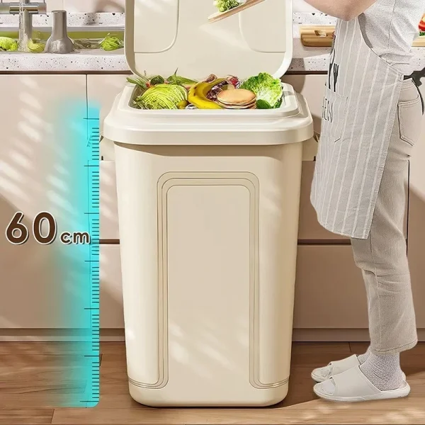 Large capacity kitchen garbage bin with high cover, modern style household living room garbage bin,courtyard outdoor garbage bin 5