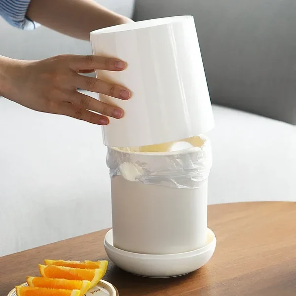 Small Round Plastic Trash Can Wastebasket Garbage Container Bin with Swing Top Lid Garbage Bucket for Bathrooms Kitchens Drop 4
