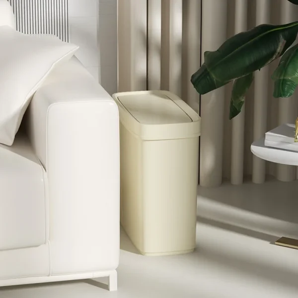 Bathroom Trash Can Press Type Toilet Waste Bin with Cover Odor Proof Narrow Garbage Can Living Room Bedroom Dustbin Waste Basket 3