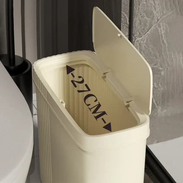 Bathroom Trash Can Press Type Toilet Waste Bin with Cover Odor Proof Narrow Garbage Can Living Room Bedroom Dustbin Waste Basket 4