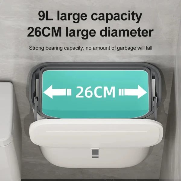 Bathroom Trash Can Wall Mounted Hanging Trash Bin With Lid Waterproof Narrow Seam Rubbish Bin Toilet Waste Garbage Bin 7/9L 3