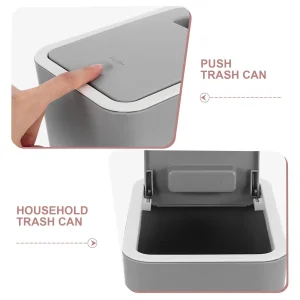  Pocket Push Trash Can Office Bins Bedroom Pp Garbage with Lid Bathroom Waste Baskets 1