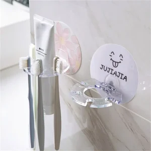 New Style Plastic Toothbrush Holder Toothpaste Storage Rack Toothbrush Dispenser Toothbrush Holder Wall Bathroom Accessories 1