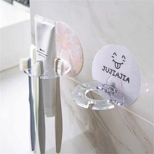New Style Plastic Toothbrush Holder Toothpaste Storage Rack Toothbrush Dispenser Toothbrush Holder Wall Bathroom Accessories 1