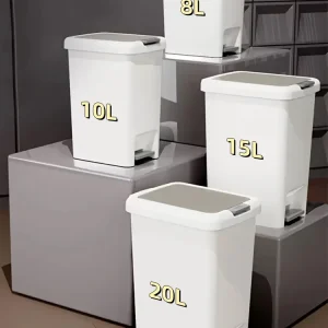 Plastic Foot Pedal Double Opening Trash Can for Use in Bathroom, Kitchen, Living Room, Dorm, Office Trash Bin， 1
