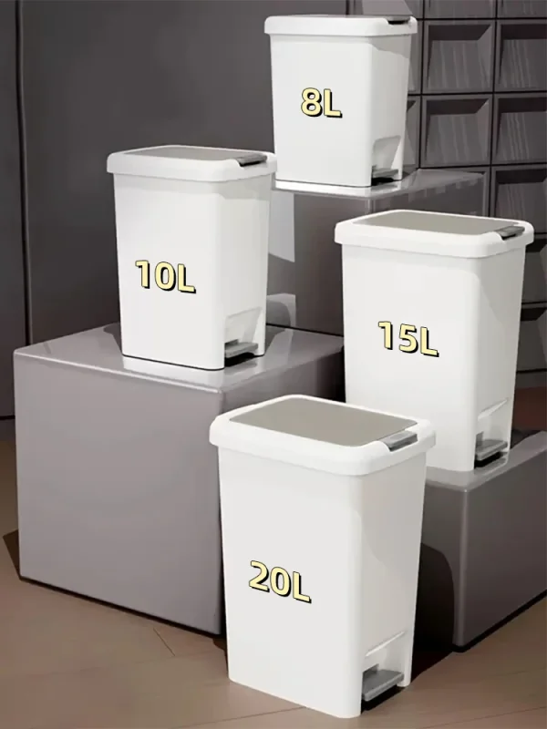 Plastic Foot Pedal Double Opening Trash Can for Use in Bathroom, Kitchen, Living Room, Dorm, Office Trash Bin， 1