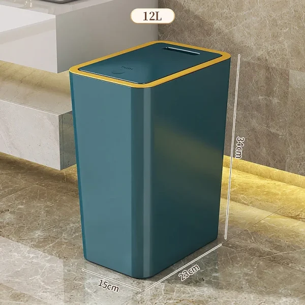Trash Can with Lid Semi Automatic Large Capacity Garbage Bin Toilet Living Kitchen Bedroom Press Plastics Trash Bin Home Items 6