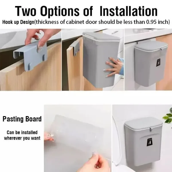 7/9L Bathroom Trash Can With Lid Garbage bag Wall Mounted Toilet Wastebasket kitchen Hanging Trash Bin trash can kitchen 5