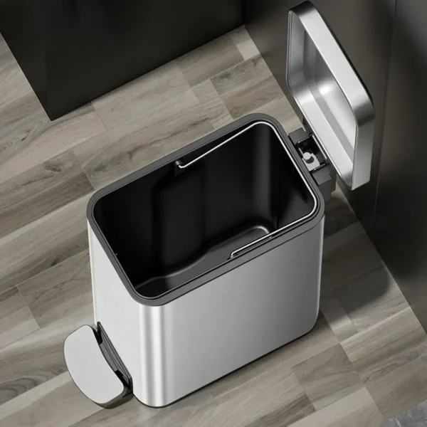 Pedal Trash Can 50 Litre Kitchen Bin Garbage Lid Home Office Bathroom Waste Basket Rubbish Container Step Stainless Steel Space 5