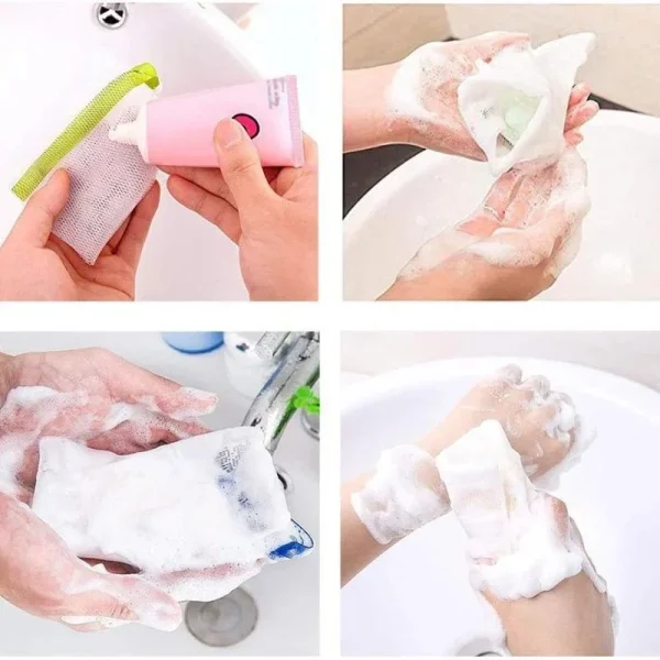 10Pcs/set Portable Clean Foaming Mesh Bag Soap Foaming Nets for Shower Washing Bathroom Accessories Random Color 5