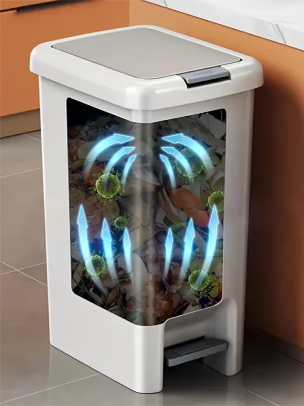 Plastic Foot Pedal Double Opening Trash Can for Use in Bathroom, Kitchen, Living Room, Dorm, Office Trash Bin， 6
