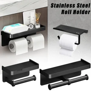 Toilet Paper Holder Wall-Mounted Aluminum alloy Toilet paper holder tissue rack Bathroom tissue holder Bathroom Accessories 1