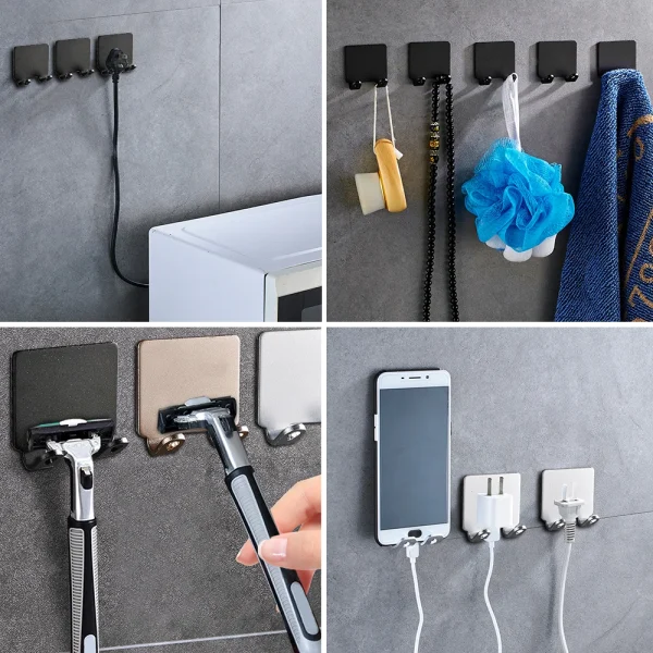 Bathroom Stainless Steel Razor Holder Storage Hook Wall Men Shaving Shaver Shelf Punch Free Razor Rack Accessories Organization 6