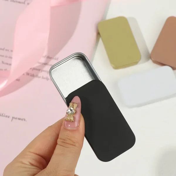 1pcs Mini Tin Box Bins Jar Rectangle Empty Box Portable Lipstick Cream Storage for Wedding Jewelry Candy Pill Cases Black Silver 2
