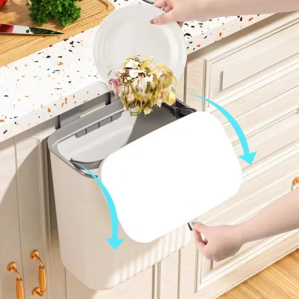 Wall Mounted Hanging Trash Bin Kitchen Trash Can Cabinet Door Bathroom Trash Can With Lid Garbage Bin Counter Bins Dustbin 3