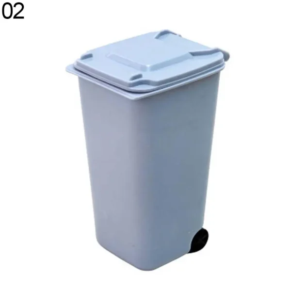 Mini Wheelie Trash Can Storage Bin Desktop Organizer Pen Pencil Cup Creative 5