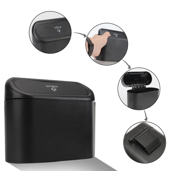 1L Car Interior Storage Case Trash Bin Push Can Mini Tray Dustbin Garbage Box Door Seat Clip Stand Holder Automotive Accessories 6