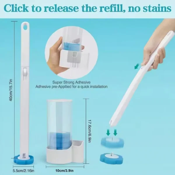Disposable Toilet Brush Long Handle Wall-mounted Wc Cleaning Tool Kit with Replaceable Brush Head Bathroom Accessories 6