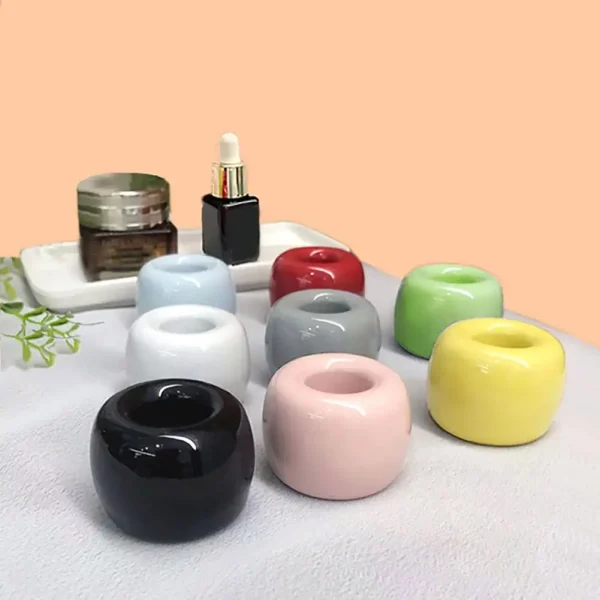 3*4cm Toothbrush Holder Mini Ceramic Toothbrush Stand Hollow Design Pen Holder Rack Shower Bath Shelf Home Bathroom Accessories 2