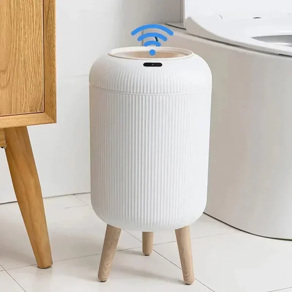 Automatic Trash Can Plastic Kitchen Round Trash Bin with Lid Bathroom Office Automatic Sensor Smart Garbage Bin Home Supplies 3