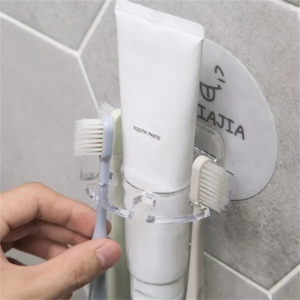 New Style Plastic Toothbrush Holder Toothpaste Storage Rack Toothbrush Dispenser Toothbrush Holder Wall Bathroom Accessories 3