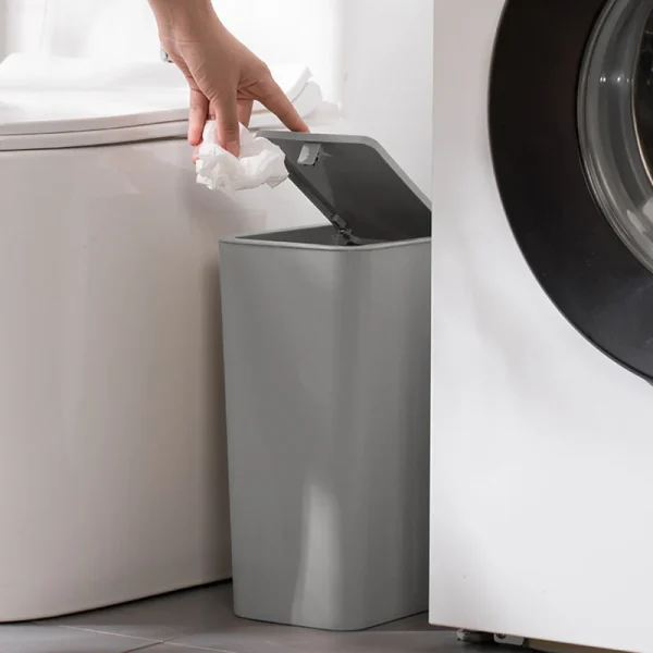Trash Can Bathroom Kitchen Bedroom Living Room Plastic Trash Bin Space Saving Small Press Gap Garbage Bin with Lid Home Supplies 3