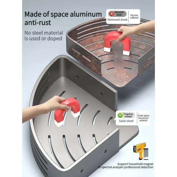 No-Drill Aluminum Bathroom Shelf Shelves Shampoo Makeup Storage Holder Kitchen Organizer Wall Mounted Bathroom Accessories 3