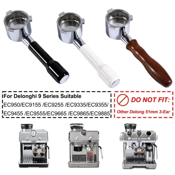 51mm Bottomless Portafilter For Delonghi 9 Series Coffee Machine EC9155/EC9255/EC9335/EC9355/EC9455/EC9665/EC9865 Accessories 1