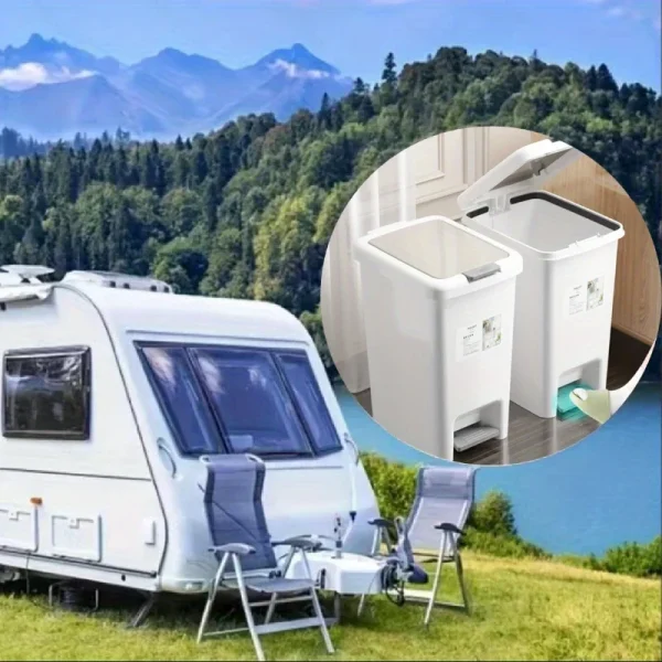 Large Capacity Garbage Bin with Lid Household Bathroom Living Room Kitchen Bedroom Light Luxury Pedal and Press Type Garbage Bin 4