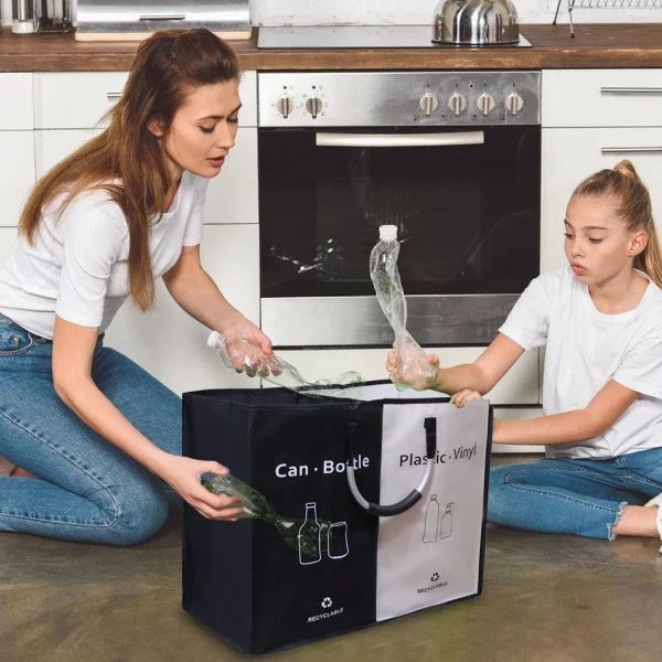 Collector Bins with 2 Compartments 81L Recycling Bins Odor-Resistant Recycle Bin Indoor Bottle Hamper for Home and Kitchen 3