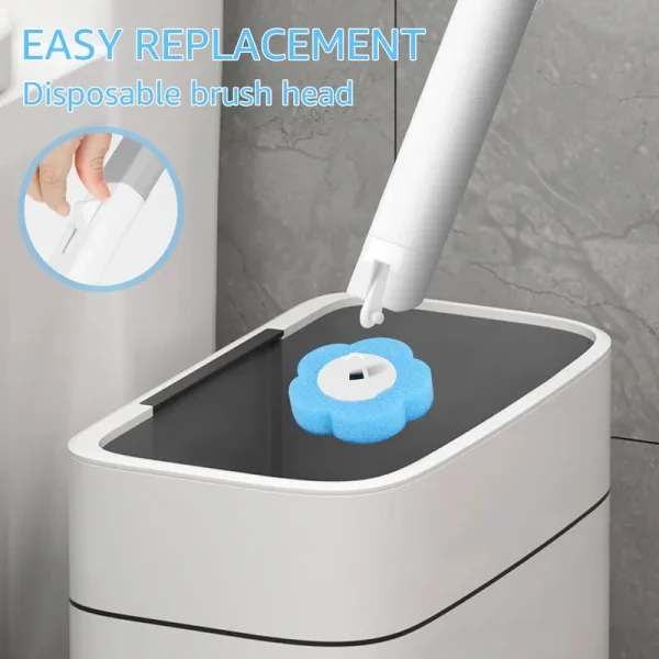 Disposable Toilet Brush Long Handle Wall-mounted Wc Cleaning Tool Kit with Replaceable Brush Head Bathroom Accessories 5