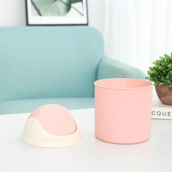 Waste Bins Mini Desktop Bin Shake Lid Type Waste Can Tube With Cover Bedroom Trash Can Garbage Can Storage Box Cleaning Tools 5