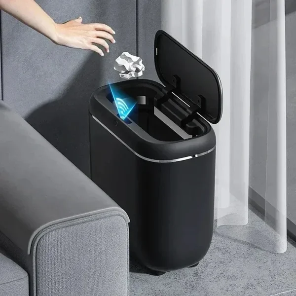 Smart Trash Can Automatic Sensor Bin 14L Touchless Lid Waterproof Wastebasket for Bathroom Kitchen Home Bedroom Garbage Storage 2