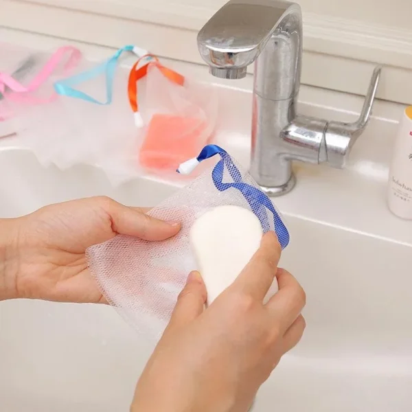 10Pcs/set Portable Clean Foaming Mesh Bag Soap Foaming Nets for Shower Washing Bathroom Accessories Random Color 2