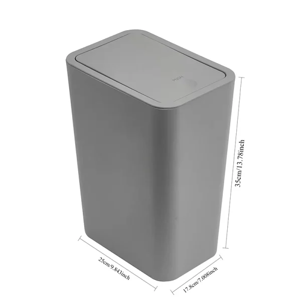 Trash Can with Lid Space Saving Bathroom Kitchen Bedroom Living Room Plastic Trash Bin Small Press Gap Garbage Bin Home Supplies 6