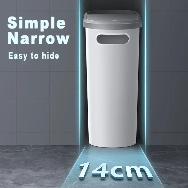 10L Bathroom Trash Can, Press Type Garbage Can with Lid, Household Creative Gap Waste Bin, Simple Paper Basket Kitchen Trash Can 5