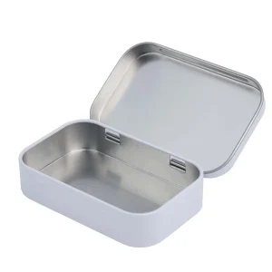 1pc Storage Box Metal Rectangular Mini Empty Tin Box Tinplate Bin Jar Flip Hinged Container 95*60*20mm Home Storage 1