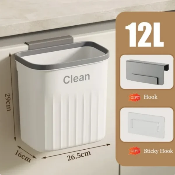 Kitchen Trash Can Wall Mounted Hanging Trash Bin With Lid Garbage Can for Cabinet Under Sink Waste Garbage Compost Bin 8.5/12L 6