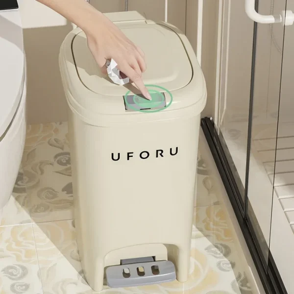 Trash Can For Kitchens Luxury With Lid Pedal Style Bathroom Waterproof Wastebasket Large Capacity Garbage Bin Office Trash Bins 4