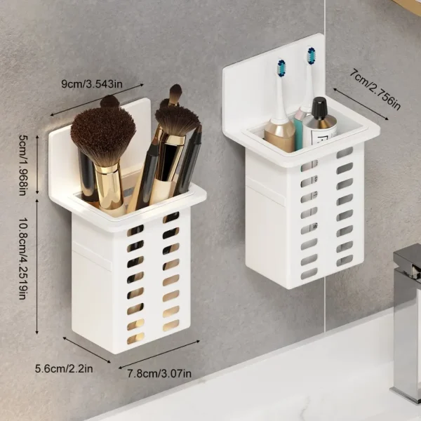 ​2PCS Wall Mounted Toothbrush Holder Set for Bathroom Spoon Fork Organizer Kitchen Space Saving Storage Rack with Adhesive​ 5