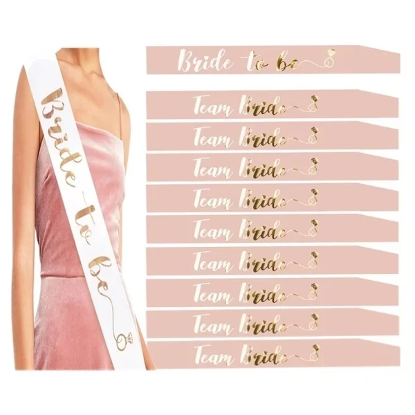Wedding Decor Team Bride To Be Satin Sash Bridal Shower Veil Bridesmaid Gift Bachelorette Party Hen Night Decorations Supplies 1