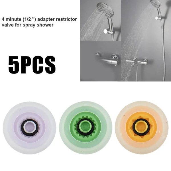 5 Pcs Shower Flow Reducer Limiter Set Water Saving 4, 6, 7 L/Min Hose Restrictor For Adapter Bathroom Accessories 2
