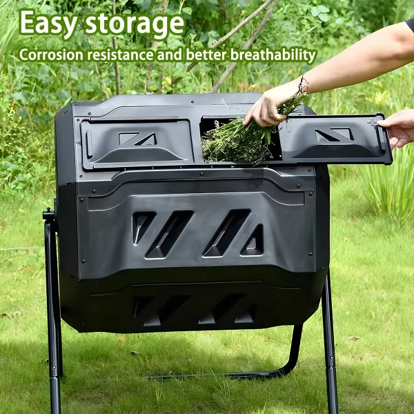 160L Courtyard Composting Bin Garden Large Capacity Fermentation Tank Box Outdoor Tipping Bucket Barrel Anti Corrosion Aerobic 4